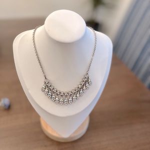 Nine West Silver Swarovski Crystal Dangle Statement Necklace